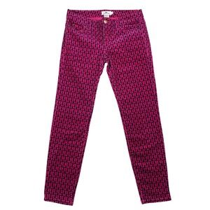 Vineyard Vines Corduroy Pants Women Size 2 Pink Navy Anchor Print Slim